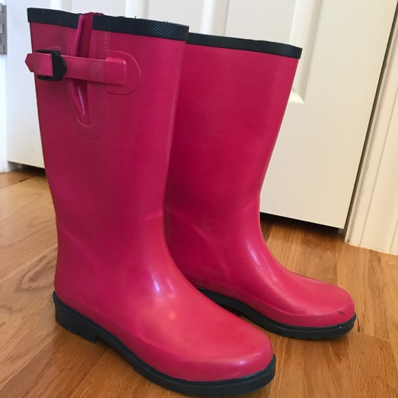 hot pink rubber boots