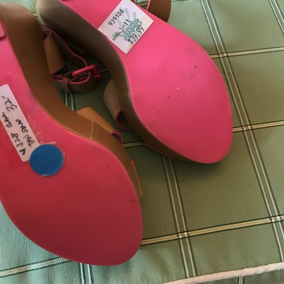 London Rebel Camel Tan Ankle Strap Wedge -S6 - Picture 6 of 7