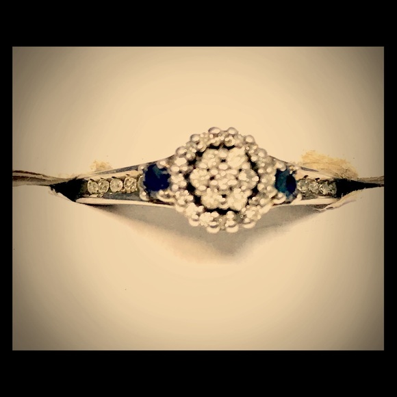 Sterling Silver diamond Sapphire Ring - Picture 1 of 1