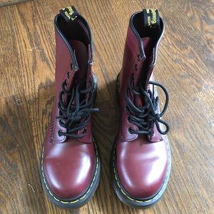 Maroon Lace Up Doc Martens Boots