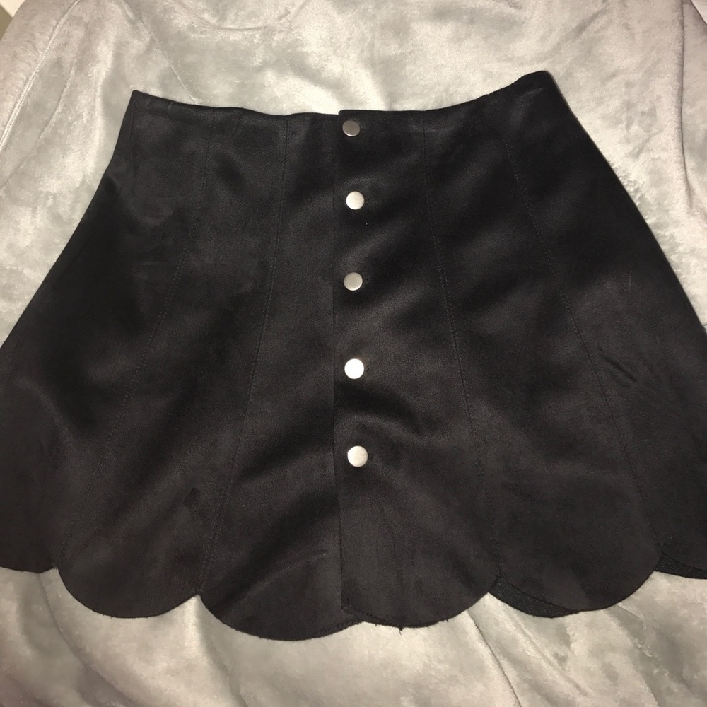 Suede button up skirt