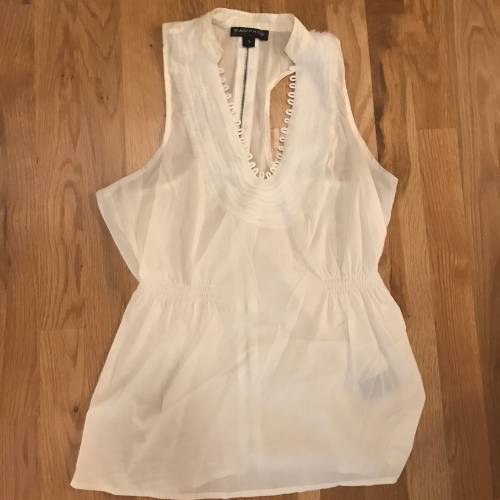 White sleeveless top