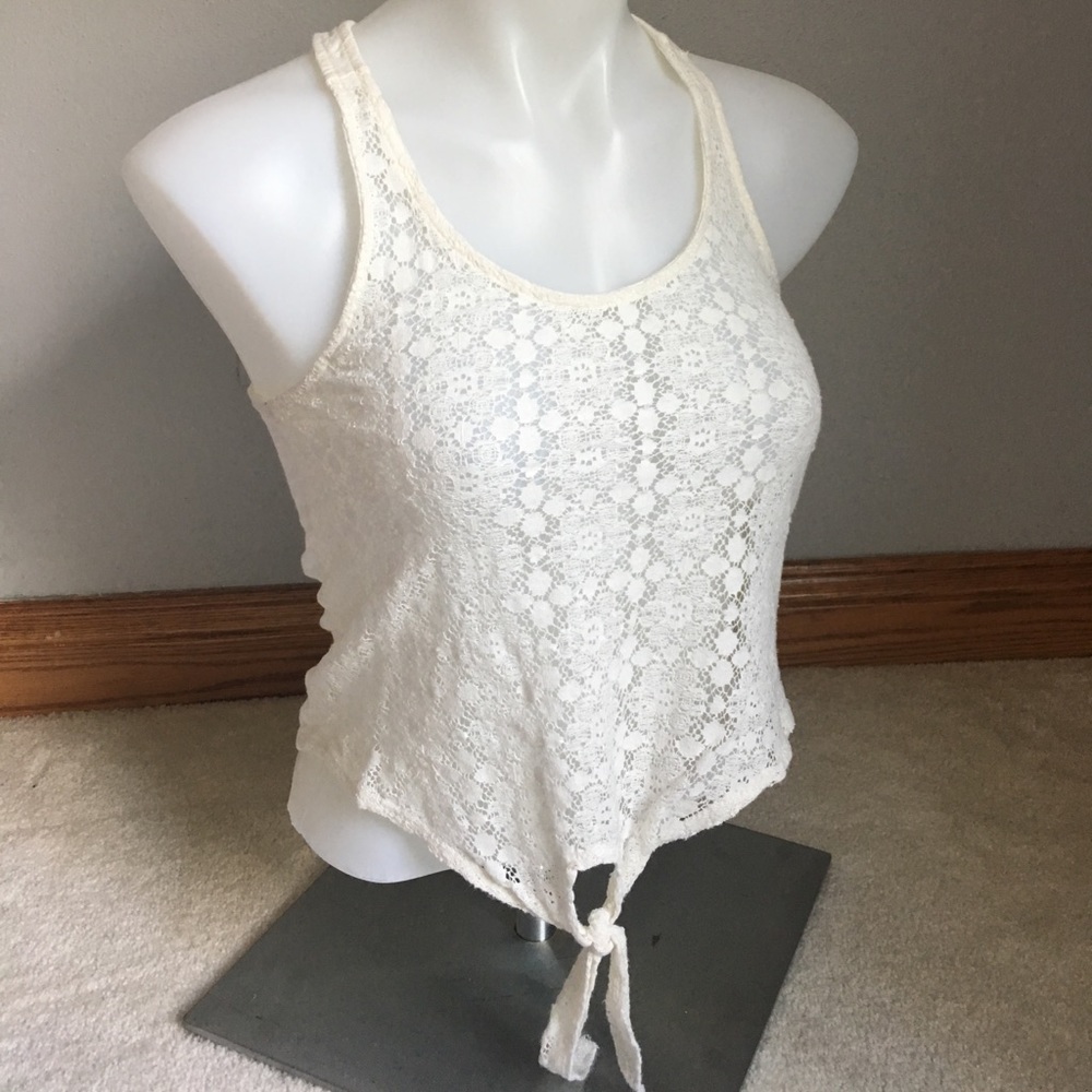 Lace front tie tank top