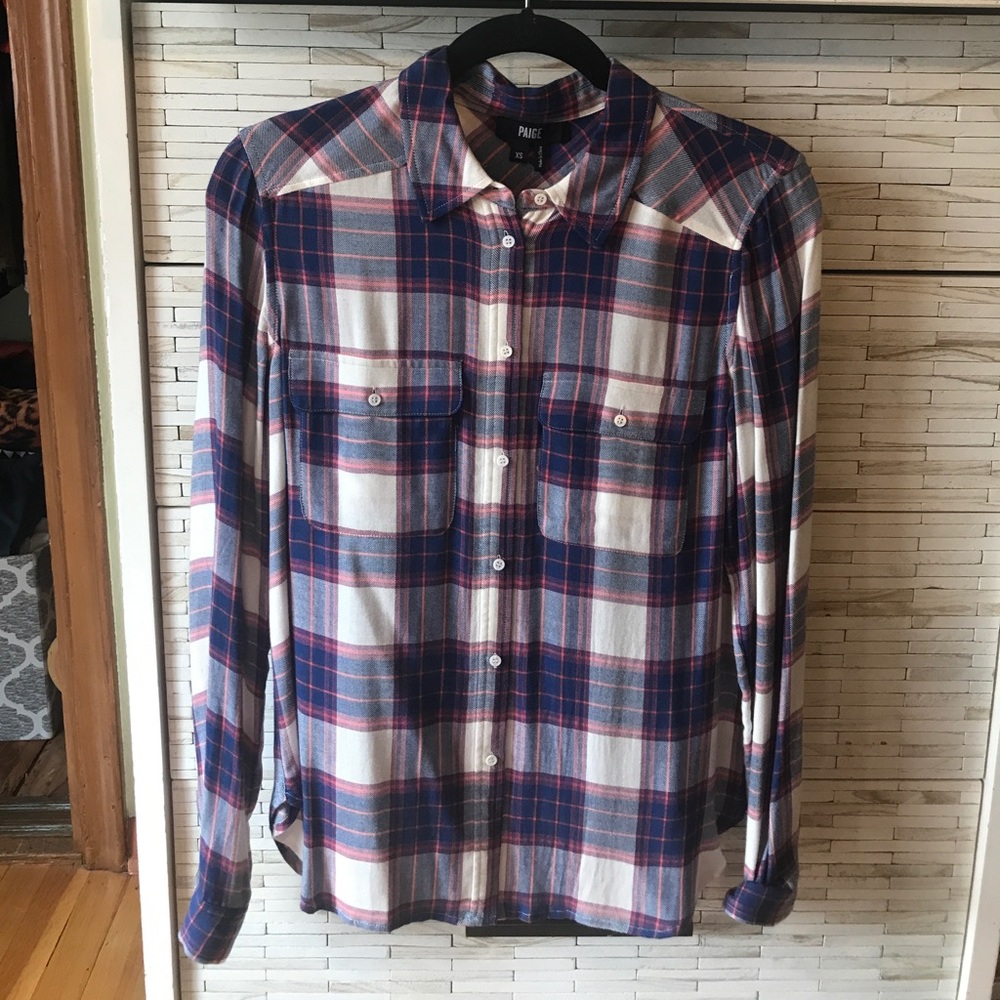 Paige Blue Plaid Button Up Size XS