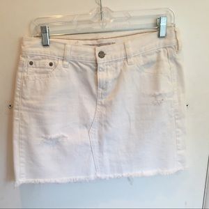 White distressed denim skirt