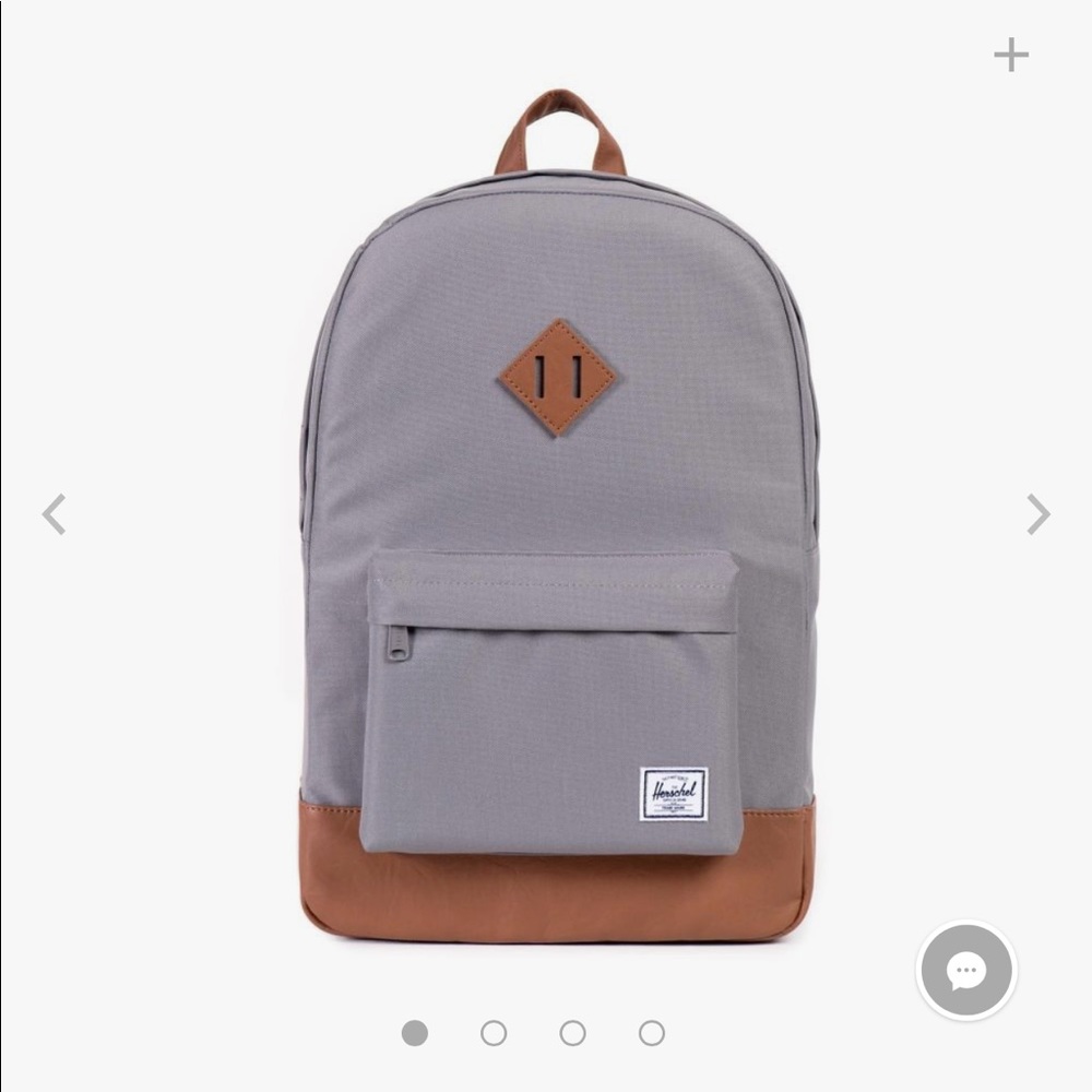 HERSHEL GREY AND BROWN LEATHER BACKPACK