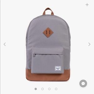HERSHEL GREY AND BROWN LEATHER BACKPACK