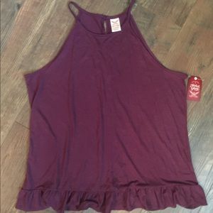 Ruffle High Neck Tank