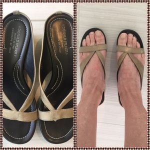 Donald Pliner Sasa Gold Leather Wedges 8N