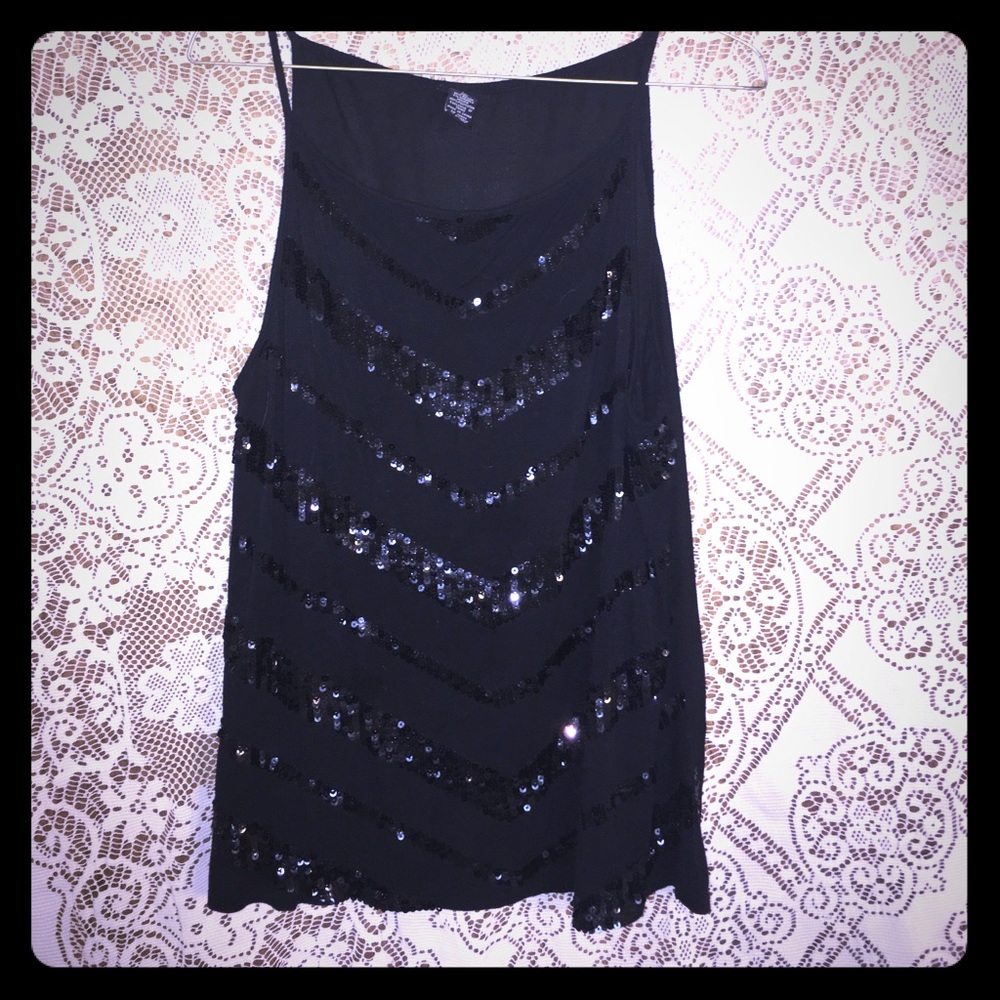 Rue 21 high neck chevron sequin tank top