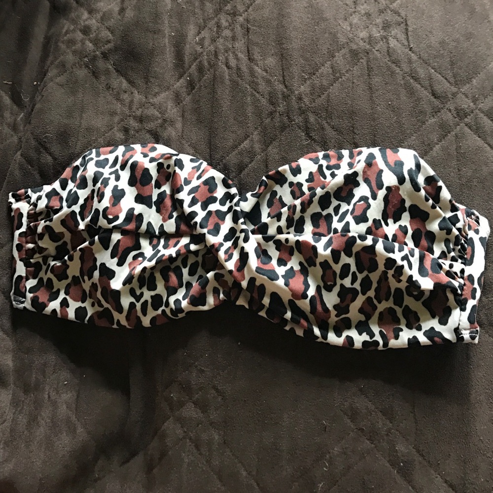 leopard print push-up bandeau bikini