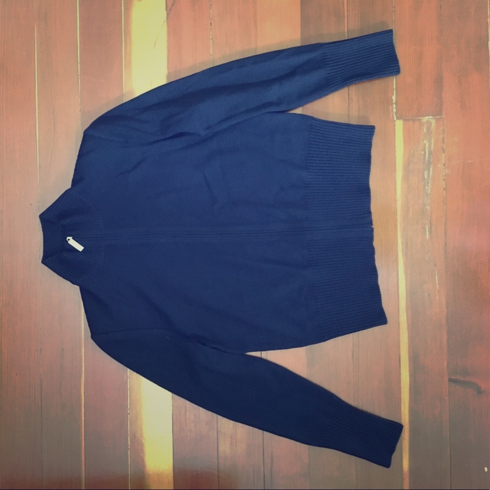 St. John black zip-up sweater