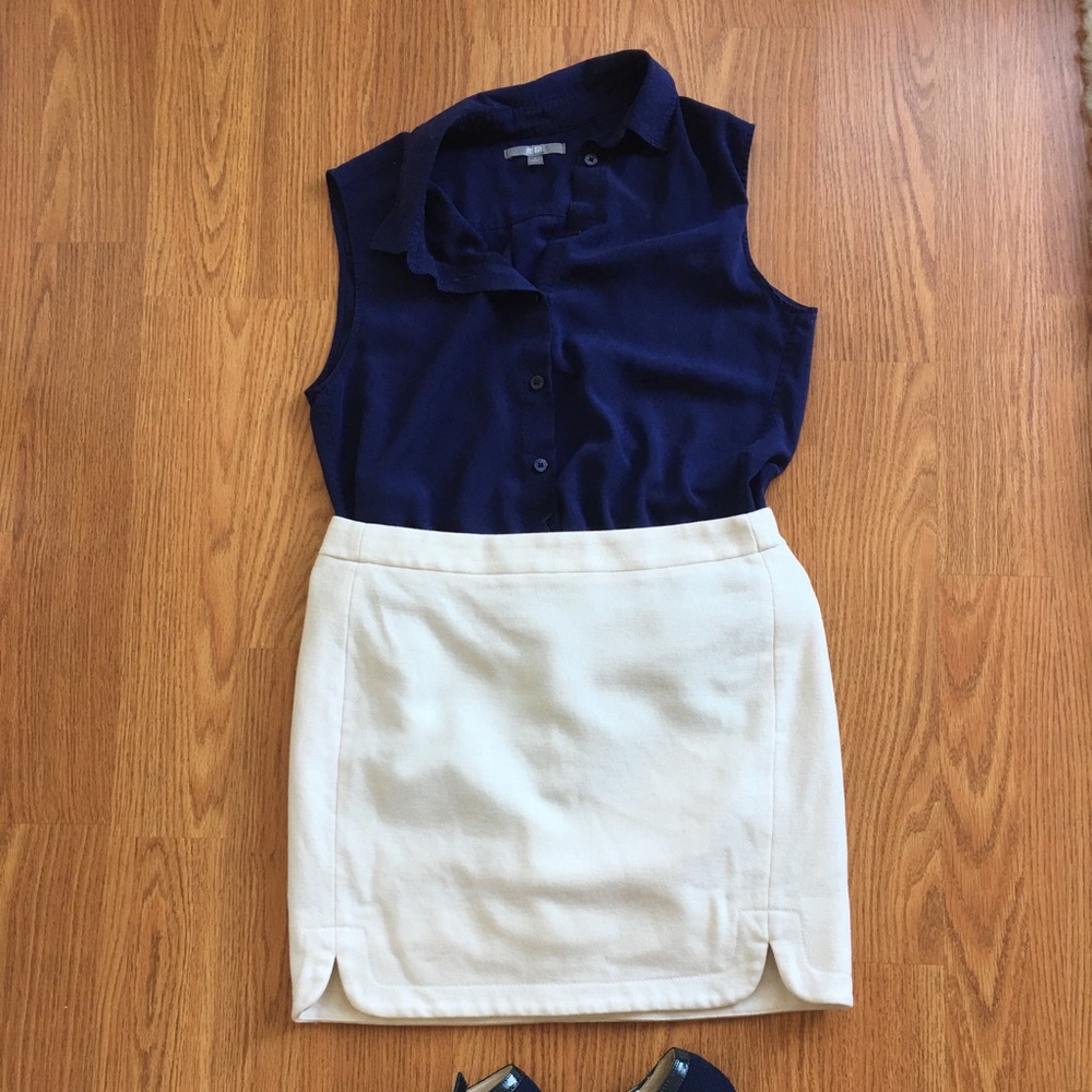 J Crew White Shirttail Mini in Wool