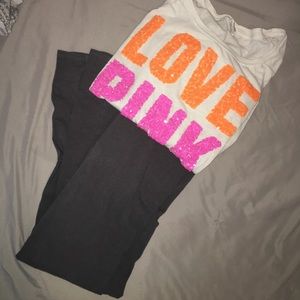 LOVE PINK Long Sleeve with Gray Leggings