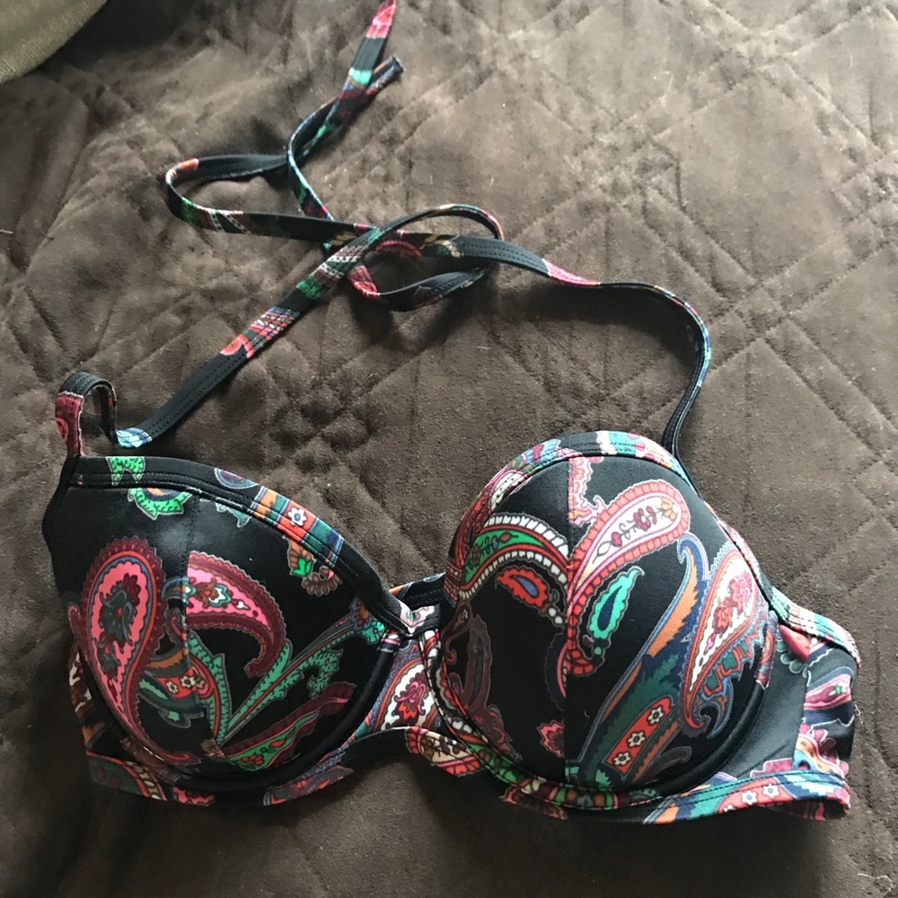paisley push-up halter bikini top
