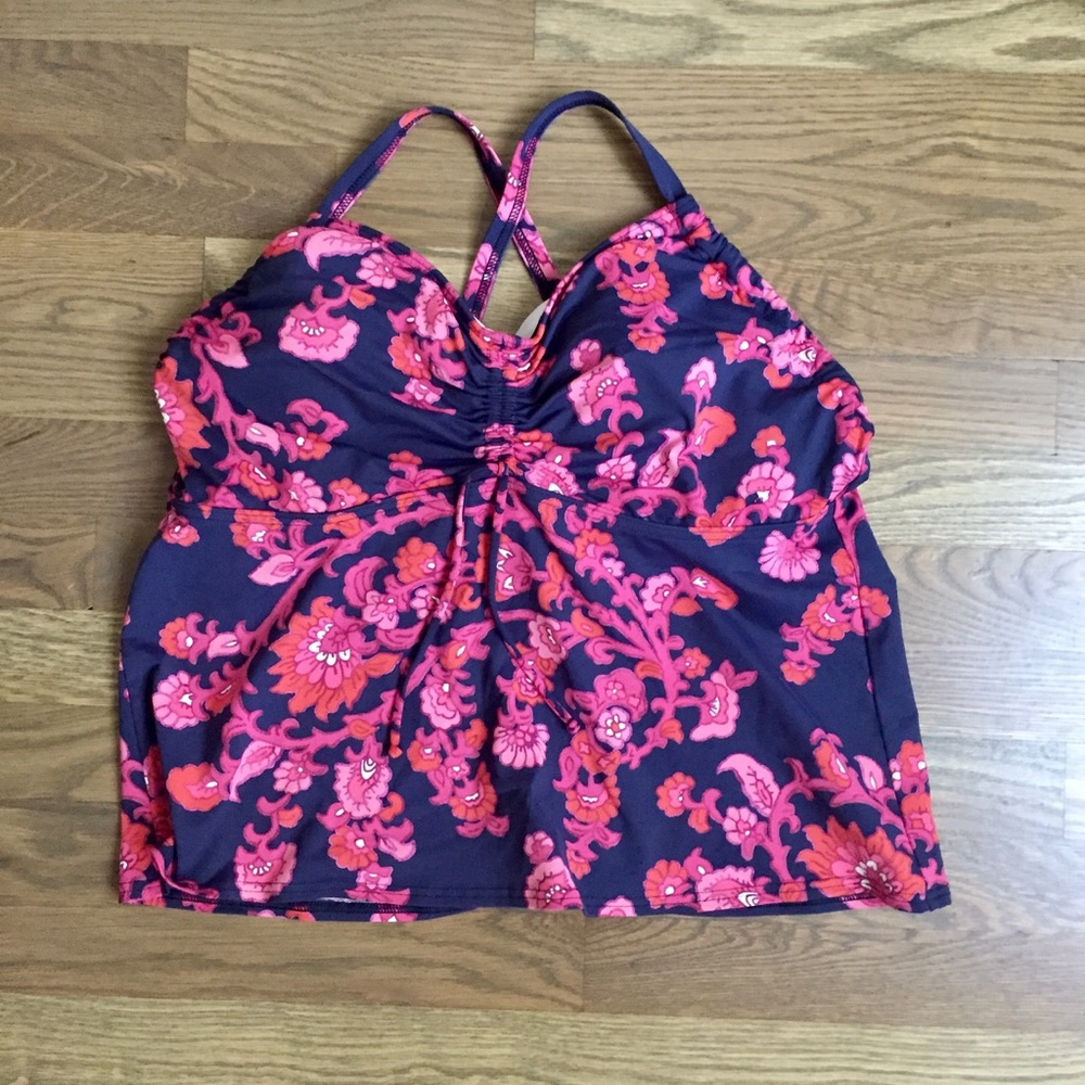 Lands End Underwire Tankini Top EUC 14W