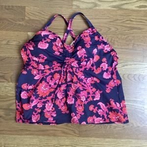 Lands End Underwire Tankini Top EUC 14W