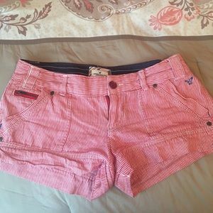 American Eagle Red/White striped shorts