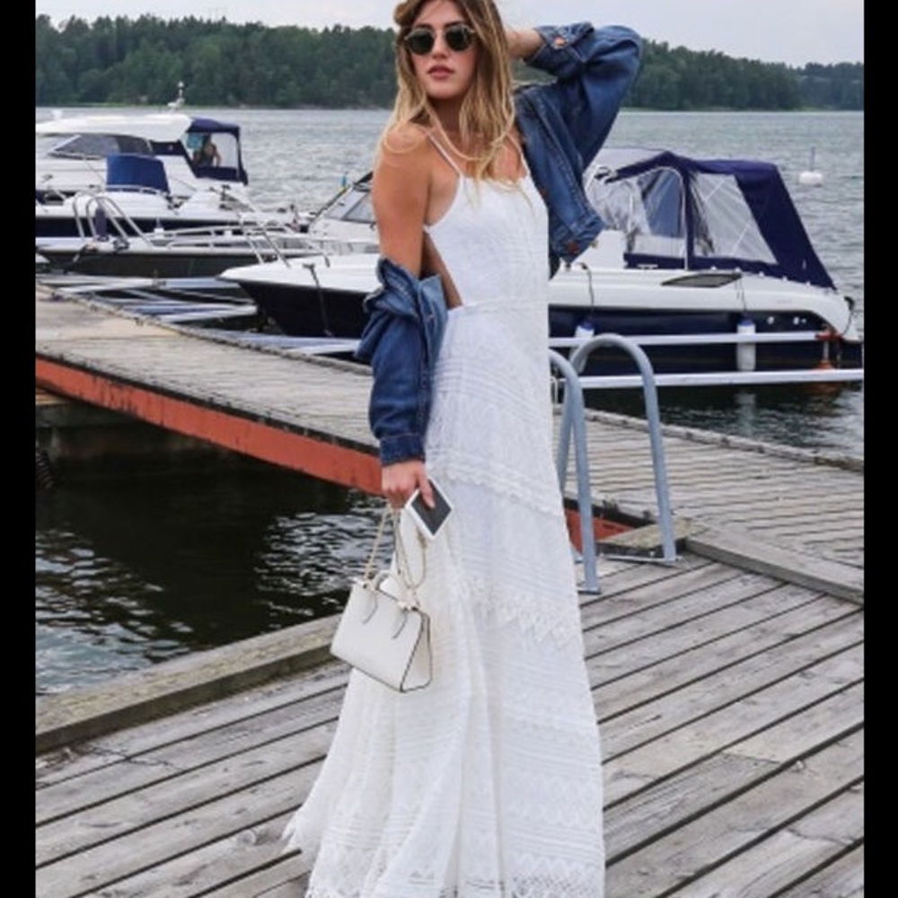 Lulu's Beneath the Garden Arbor Ivory Lace Maxi