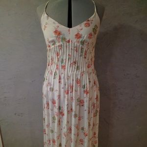 ***SOLD***Lau Conrad Ivory Floral Rayon Maxi Dress