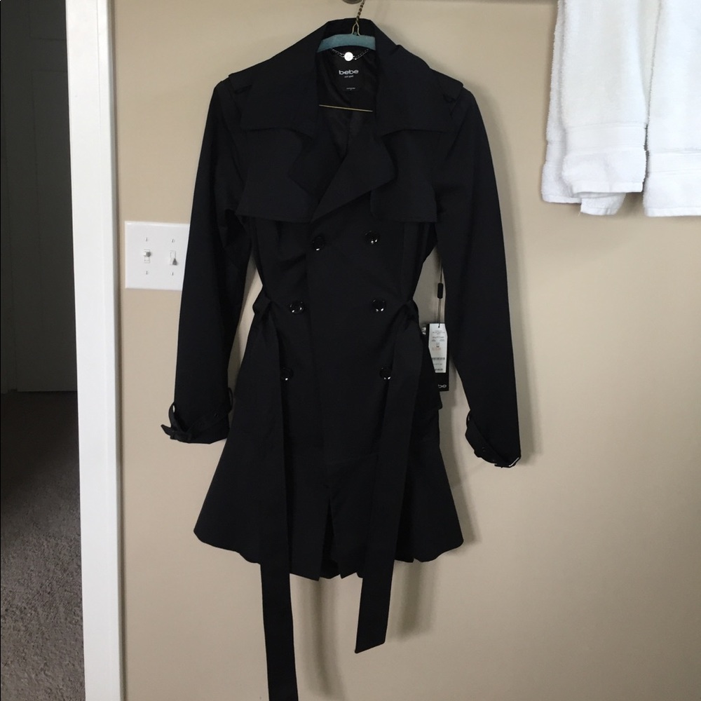 NWT Bebe Downtown Peplum Trench Coat
