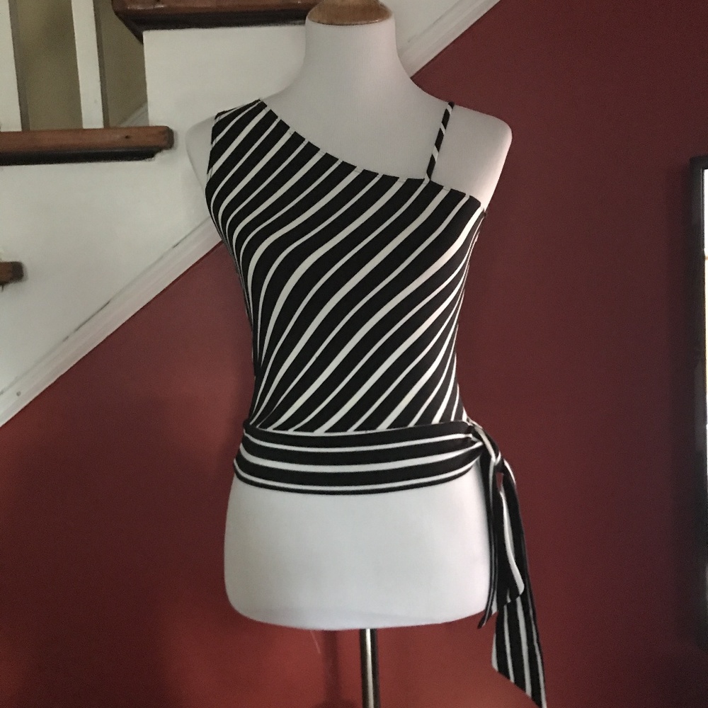 XXI Asymmetrical Neck, Striped Tank, Sz M