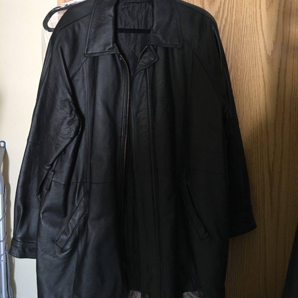 Genuine leather, black zipper jacket