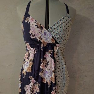Anthropologie Navy Floral Dress