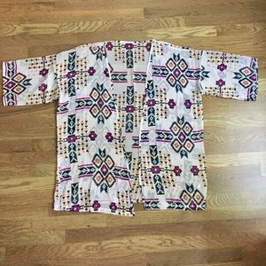 Beach Cover Up Kimono Tribal / Aztec Print OS