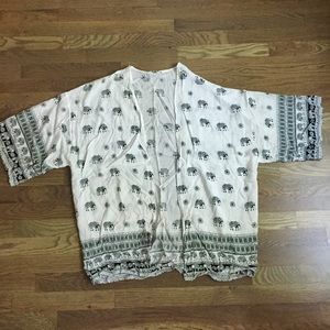 Beach Cover Up Kimono Elephant Print