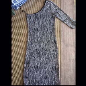 One shoulder Black&silver sparkly dress
