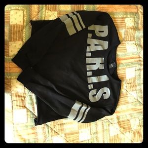 Black and gray "P.A.R.I.S" crop top