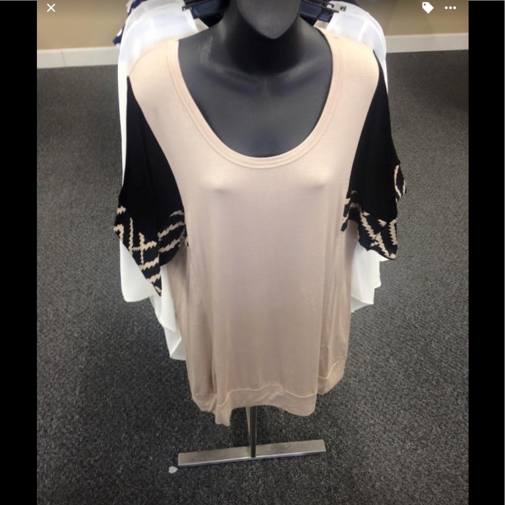 Tan and black blouse