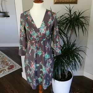 Boden Dress modern floral faux wrap