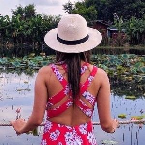 Red Floral Halter Stappy Back Maxi Dress Small P