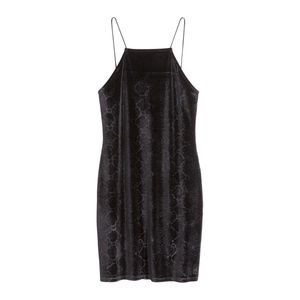 Black Crushed Velvet Textured Dress