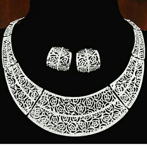 Necklace set , silver,  fancy