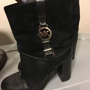 Used Michael Kor Black Boots w/ Silver Metal Logo