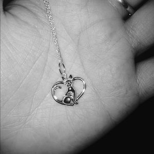 Avon Sterling Silver Cat Necklace