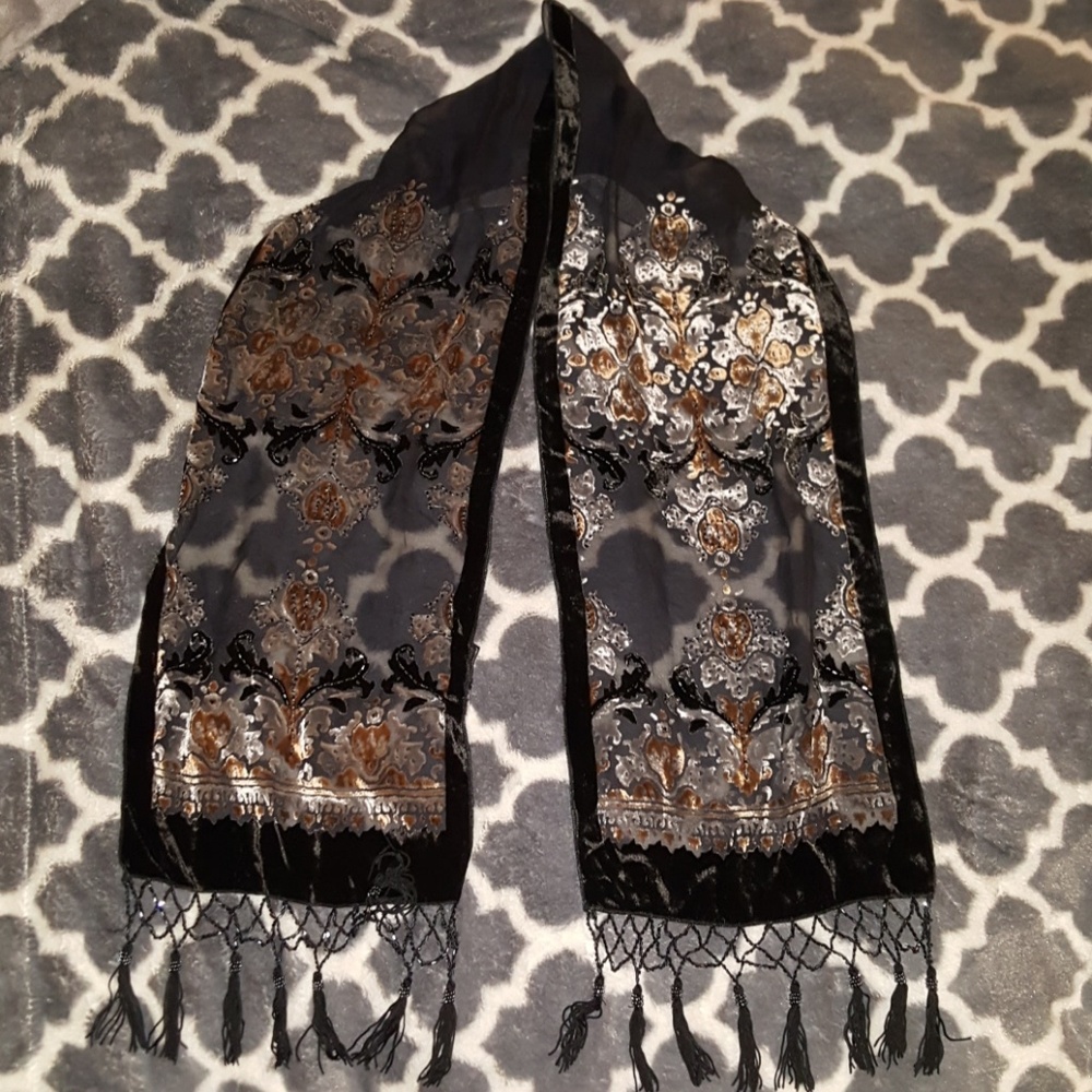 Black 100% Silk Scarf