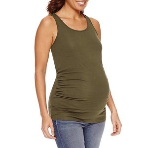 Side ruched maternity tank top olive green med