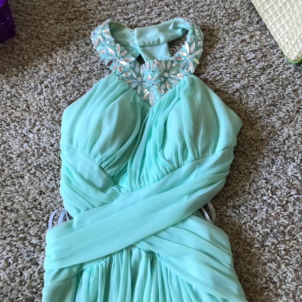 Beautiful,light blue dress for prom.Worn only once