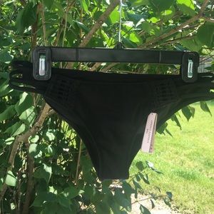 Victorias Secret black strappy cheeky bottom S NWT