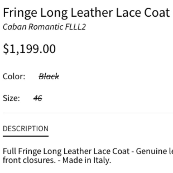 Caban Romantic Fringe Leather Long Sleeves Coat - Picture 8 of 8