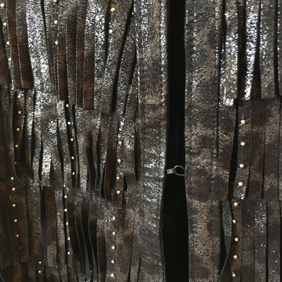 Caban Romantic Fringe Leather Long Sleeves Coat - Picture 6 of 8