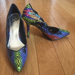 Snake skin multi color pumps