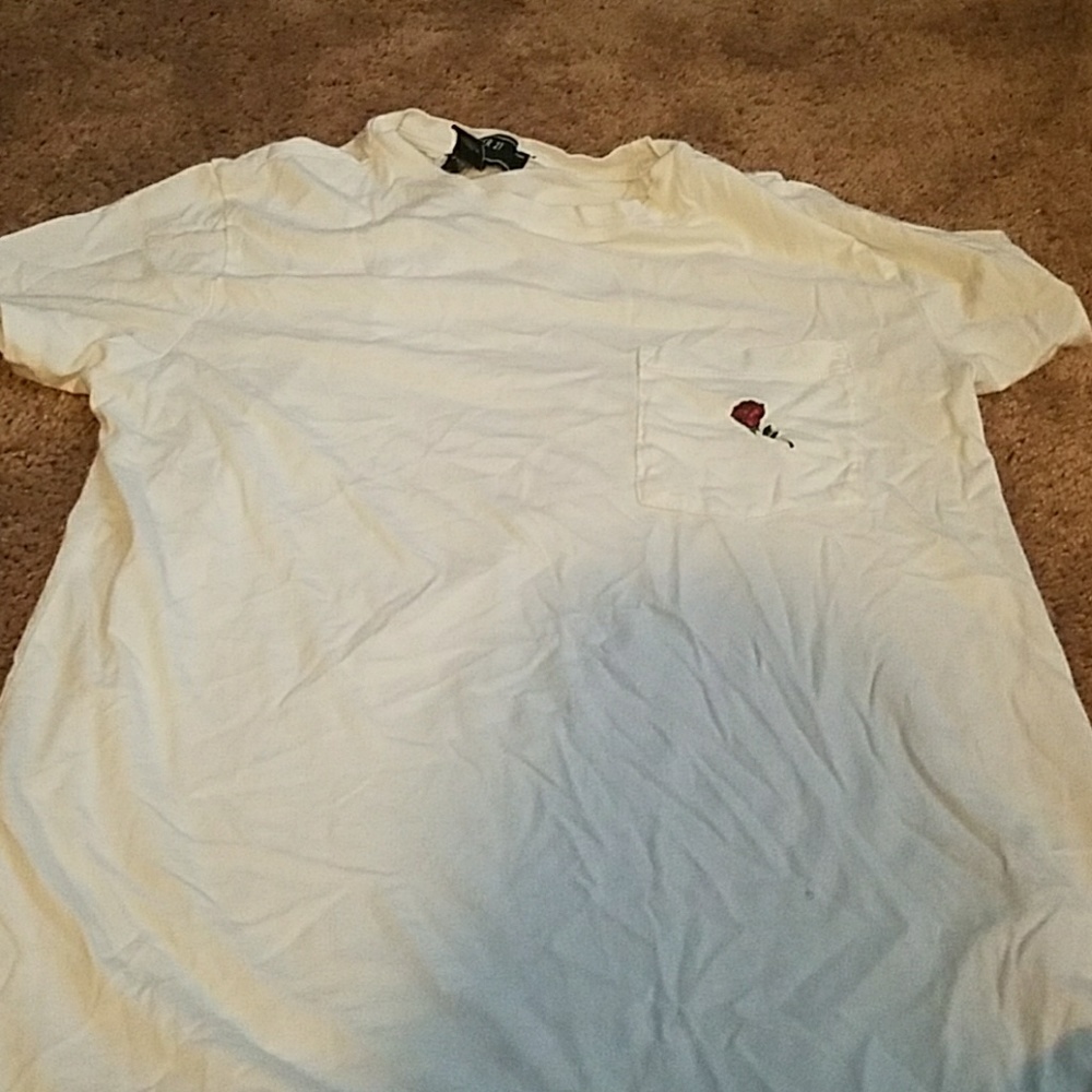 Forever 21 rose embroidered pocket tee