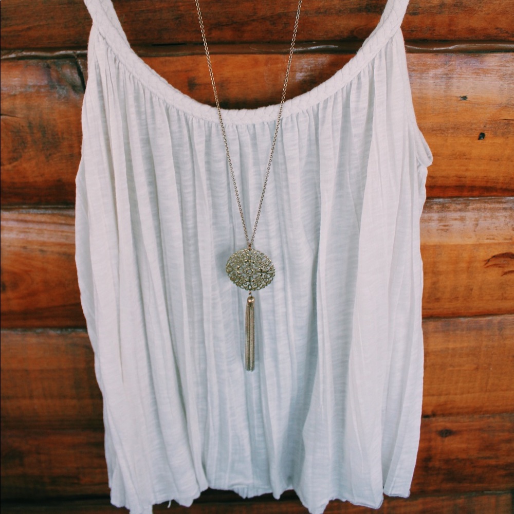 White flowy sheer tank top