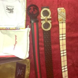 Gucci Burberry and ferragamo belts 32-34 pants sz