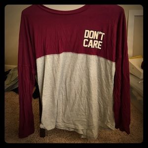 Maroon and and light gray long sleeved
